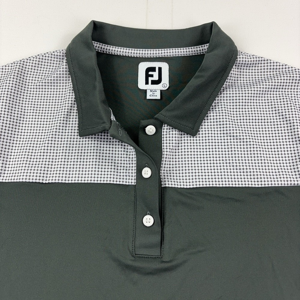 FootJoy Polo Shirt Womens Large Green Polka Dot Trails Golf Club Golf Top